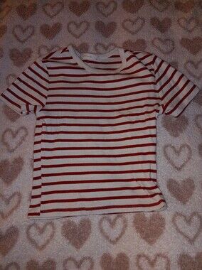 Kids Red & White Striped Short Sleeve Tee